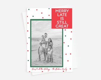 Funny Family Photo Holiday Card: Bold Modern Design, Matching Envelopes  (Digital or Professionally Printed)