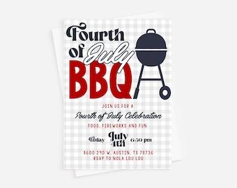 Invitación a barbacoa patriótica: 4 de julio, Día del Trabajo (Descarga instantánea)