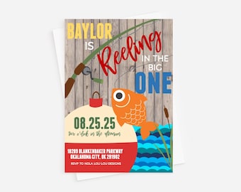 Fishing First Birthday Invitation: Reeling in the Big One (Digital or Professionally Printed)
