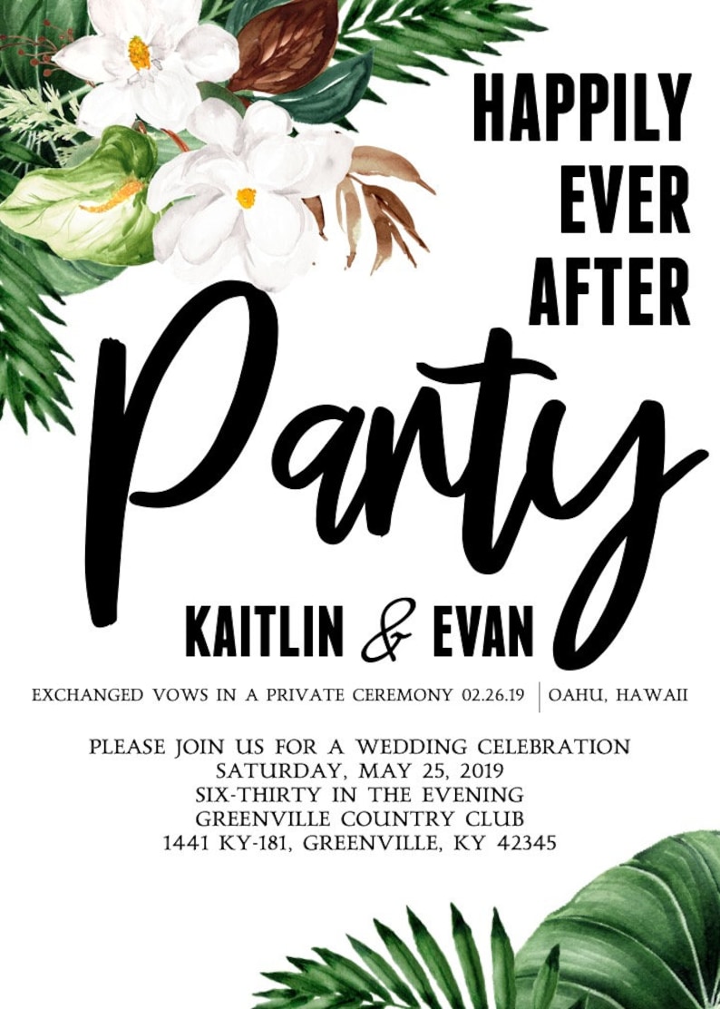 Happily Ever After Party Invitation Post Wedding Reception Etsy