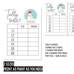 Winter Bunco, New Year Bunco, Printable Bunco Game, Bunco Score Sheets ...