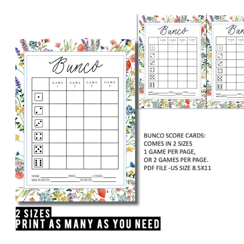 Floral Bunco Spring Time Bunco Printable Bunco Bunco Score - Etsy