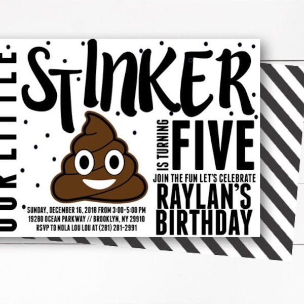 Our Little Stinker Birthday Invitation, Poop Emoji Party Invitation, Poop Emoji Birthday Party Invitation, Emoji Invite, DIY/Printed