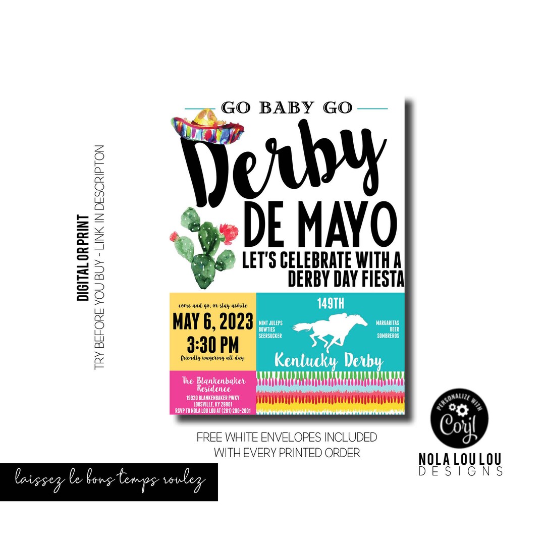 Derby Day Invitation, Kentucky Derby Invitation, Horse Racing