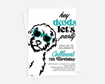 Invito di compleanno Goldendoodle: tema "Cane Pawty" (DOWNLOAD IMMEDIATO)
