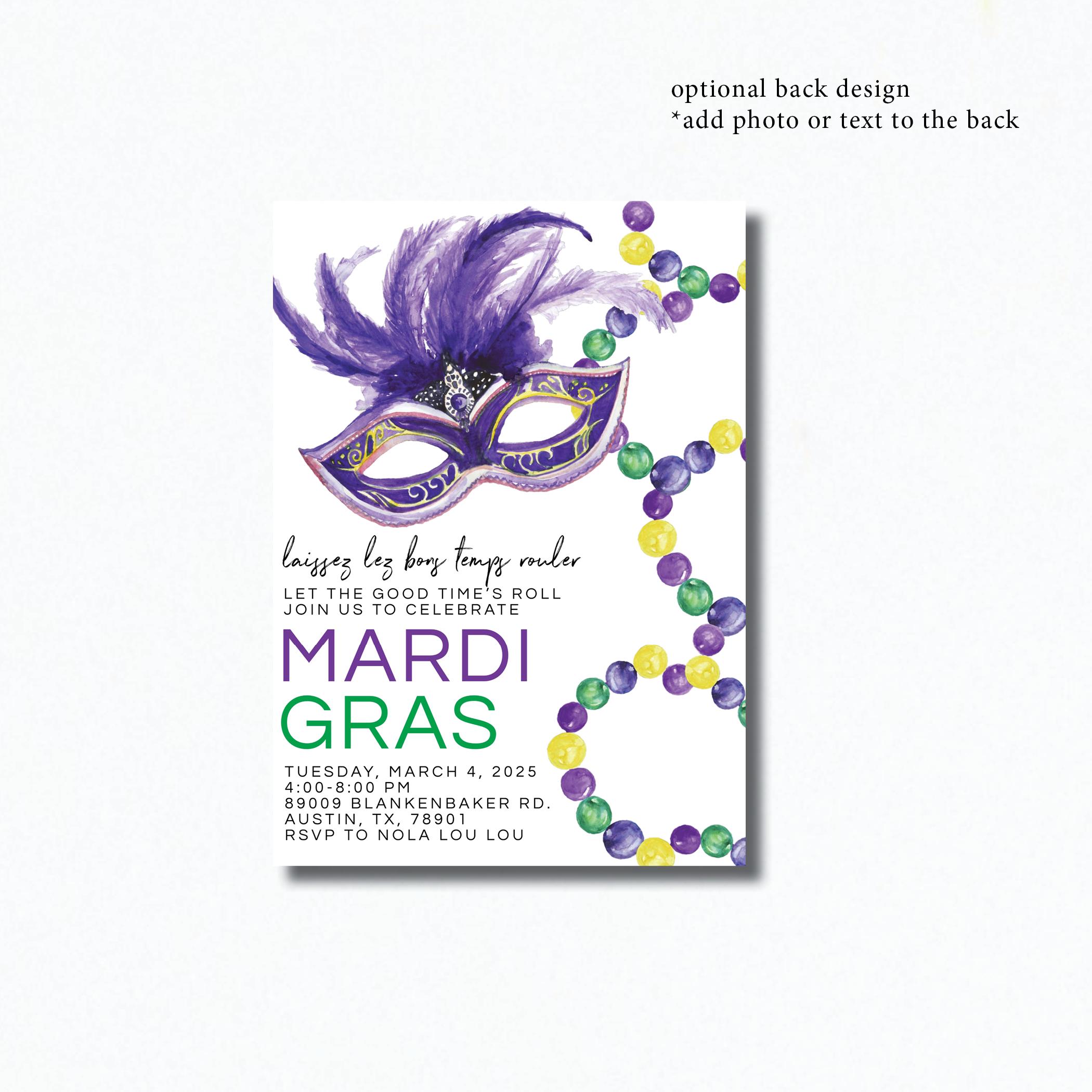 Invitación al baile de máscaras de Mardi Gras: temática de Nueva Orleans  (descarga instantánea) - Etsy México, image size:2100x2100