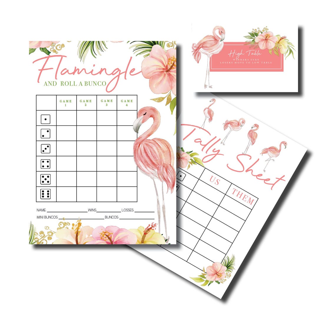 Flamingo Bunco Game: Summer Theme, Score Cards (printable) - Etsy