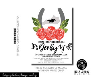 Kentucky Derby |Horse Racing Invite | Kentucky Derby Invitation | Derby Party Invitation | Jockey Invitation | Preppy Invite | Derby Party