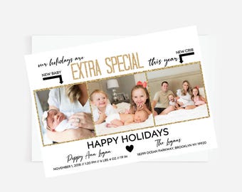 New Baby New House, Moving Christmas Card, Christmas Photo Card, Christmas Birth Announcement, Holiday Photo Card, Photo Birth Announcement