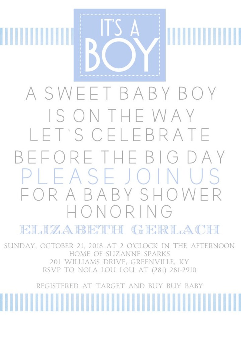 It's a Boy Invitation Boy Baby Shower Invite Baby Etsy