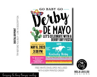 Invitation jour Derby, Kentucky Derby Invitation, Invitation de course de chevaux, Invitation Cinco de Mayo, Derby Party, Cinco de Mayo Party