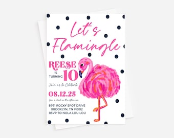 Flamingo Birthday Invitation: Let's Flamingle, Girl Birthday (PDF File)