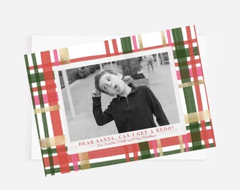 Plaid Family Photo Christmas Card: Traditional Holiday (INSTANT DOWNLOAD)