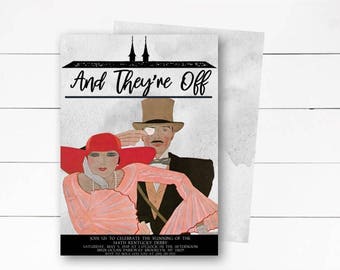 And They're Off Invitation, Kentucky Derby Invitation, Horse Racing Invitation, Mint Juleps Invitation, Derby Party, DIY or Printed