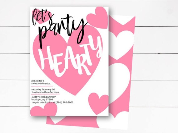 valentines day invitation lets party hearty invitation valentines invitation valentines party invitation diy or printed valentines party invitation