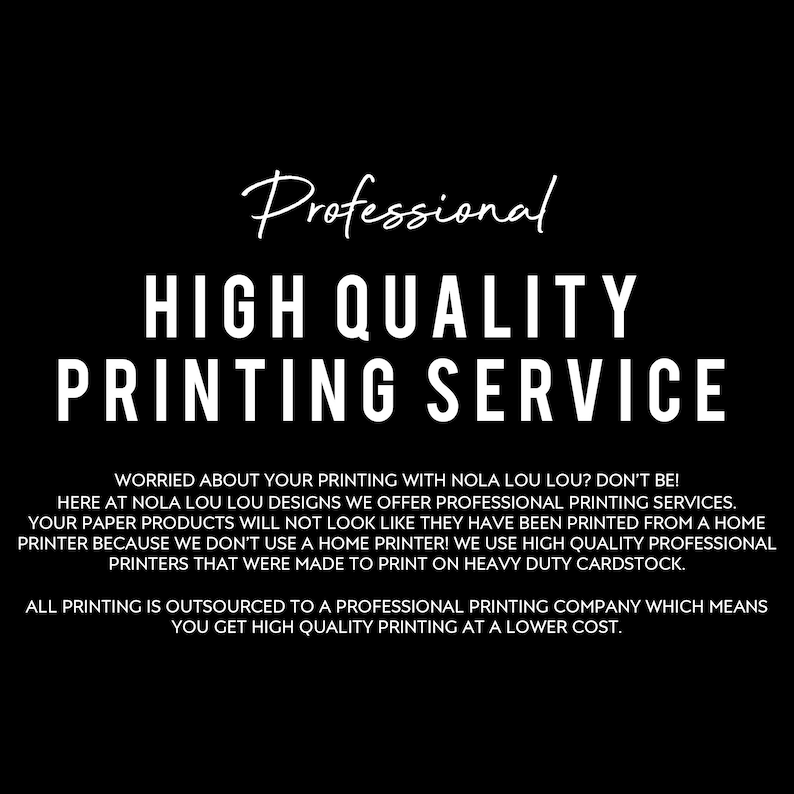 a black background with white text that says professional high quality printing service