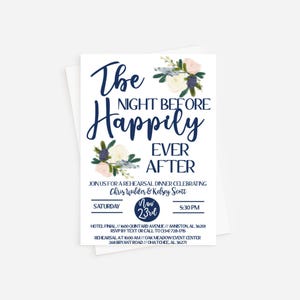 The Night Before Wedding Rehearsal Invitation, Rehearsal Dinner Invitation, Wedding Couples Shower, Floral Dinner Invitation, Spring Wedding