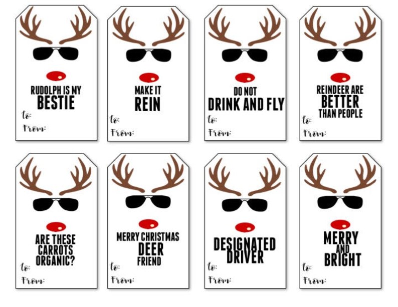 Reindeer Christmas Gift Tags Printable Christmas Gift Tags - Etsy