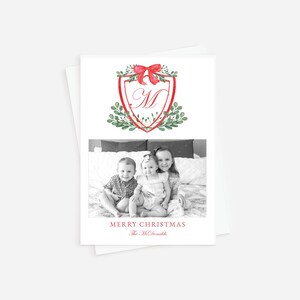 Carte de vœux classique Corjl, carte de Noël avec photo de famille, carte de vœux BCBG, carte de vœux héritage, écusson de famille, téléchargement immédiat