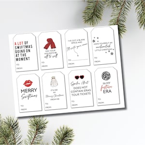 Natychmiastowe pobieranie etykiet na prezenty z ery Bożego Narodzenia, etykiety na prezenty świąteczne do wydrukowania, etykiety na prezenty Swiftmas, etykiety na prezenty świąteczne, etykiety na prezenty z tekstem piosenki DIY