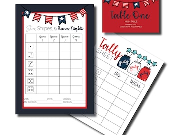 Patriotic Bunco Score Sheets: 4th of July Game Night