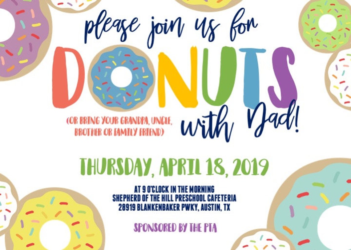 Donuts with Dad Invitation Donut Invite Donuts with Dad - Etsy España