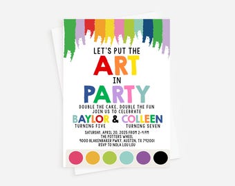 Art Theme Birthday Invitation: Joint Sibling Paint Party (INSTANT DOWNLOAD)