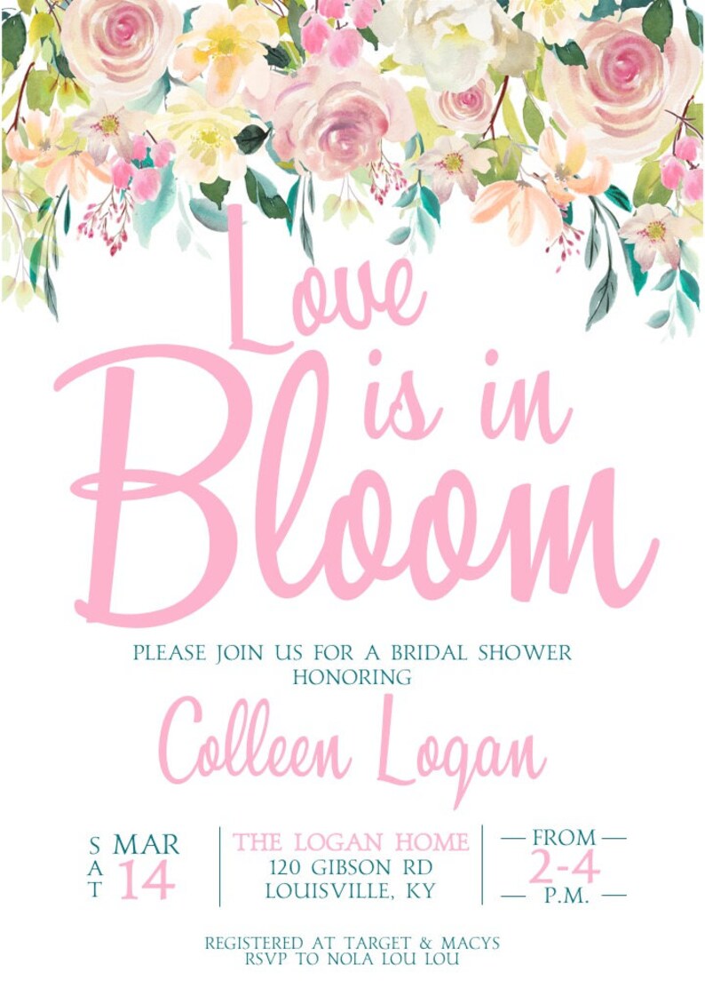 Love is in Bloom Bridal Shower Invitation Spring Bridal Etsy