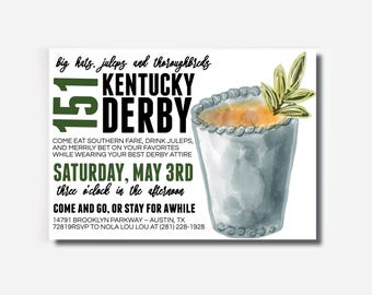 Kentucky Derby Invitation: Run for the Roses, Preppy Party (INSTANT DOWNLOAD)