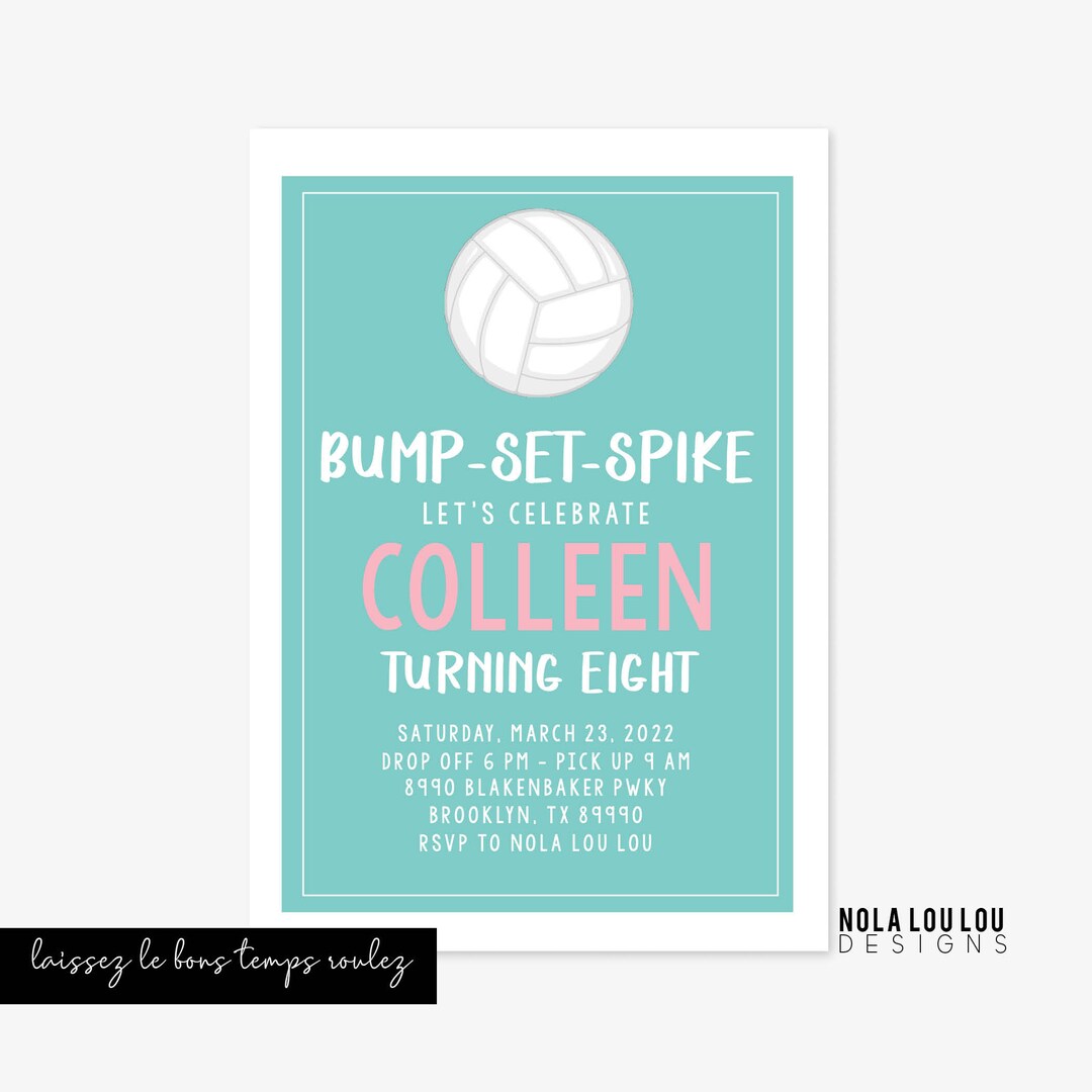 Volleyball Invitation, Volleyball Birthday Invitation, Girl Sports