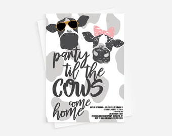 Cow Theme Invitation, Farm Theme Birthday invitation, Joint Birthday Invitation, Farm Sibling Birthday Party Invitation, Farm Birthday Party