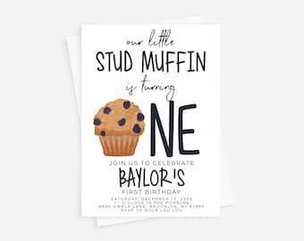Stud Muffin 1st Birthday Invitation: Boy Brunch (INSTANT DOWNLOAD)