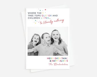 Funny Children Listen Christmas Photo Card (Instant Download)