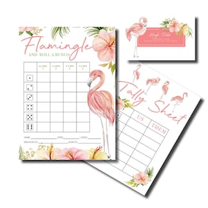 Summer Bunco, Flamingo Theme Bunco, Printable Bunco Game, Bunco Score Sheets, Bunco Printable, Score Cards, Tally Sheets, Table Numbers