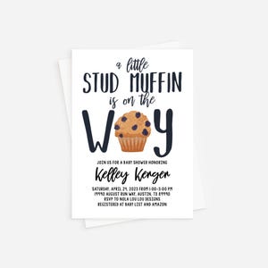 Stud Muffin Invitation, Boy Baby Shower Invitation, Muffin Baby Shower Invitation, Breakfast Baby Shower Invitation, Brunch Baby Boy Shower