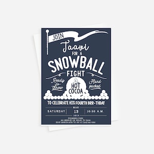 Snowball Fight Invitation,  Hot Cocoa Birthday Party, Winter Birthday Invitation, Snow Birthday Invitation, Apres Birthday Invitation,