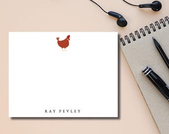 Set de papelería de pollo personalizado: Tarjetas de notas personalizadas de la granja