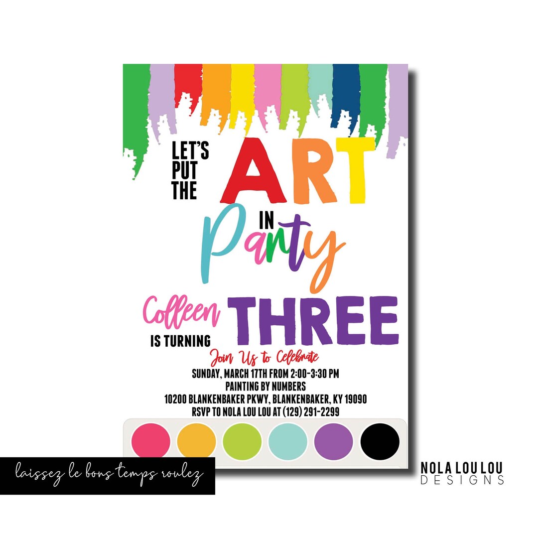 Art Birthday Party Invitation, Paint Party Invitation, Painting