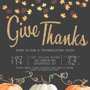 Friendsgiving Invitation, Thanksgiving Invitation, Friendsgiving, Thanksgiving Party Invitation, Thanksgiving Dinner, Dinner Party image 2