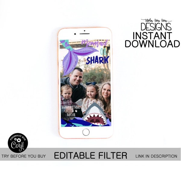 Mermaid or Shark Snap Chat Filter, Under the Sea Birthday Snap Chat Filter, Shark Snap Chat Filter, Birthday Snap Chat Filter, SnapChat