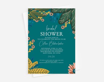 Floral Bridal Shower Invitation: Boho Botanical Design (INSTANT DOWNLOAD)