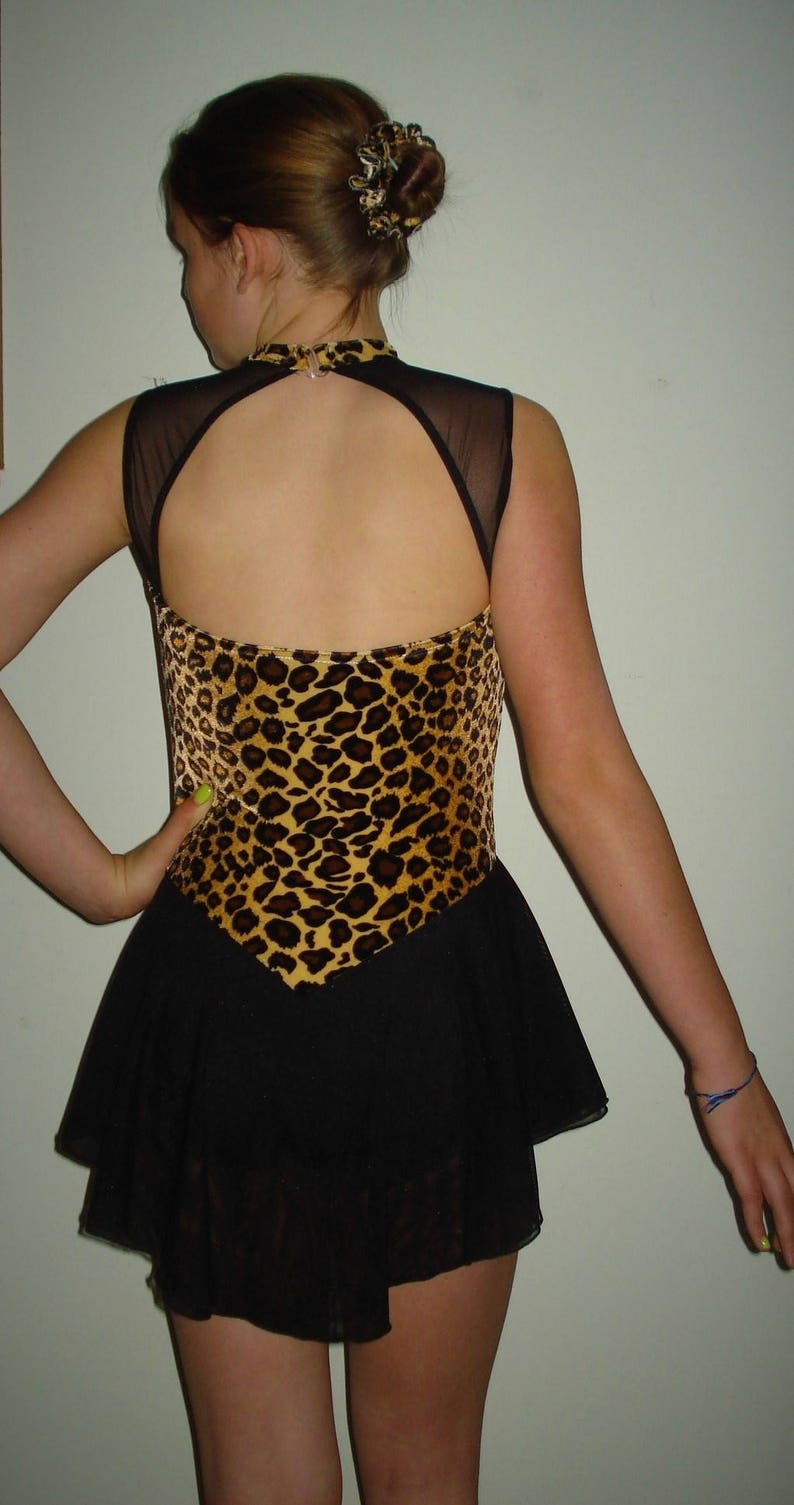 Figure Skating Dress Open Back Styling Leopard/cheetah Etsy