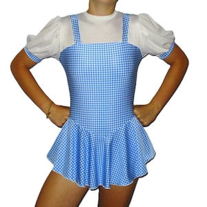 Dorothy Skating Dress: Blue Gingham Wizard of Oz Costume, Boot Covers Available