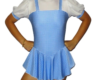 Dorothy Skating Dress: Blue Gingham Wizard of Oz Costume, Boot Covers Available