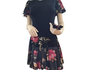 Adult Medium Figure Skating Dress Black Floral