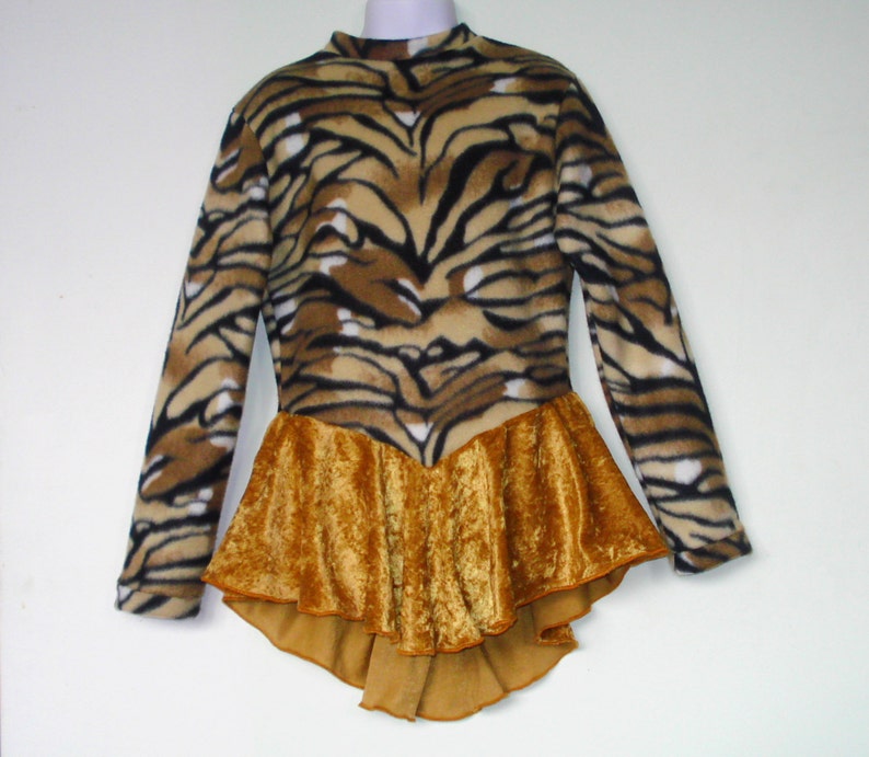 Girls Figure Skating Dress Warm Fleece Tiger Print Leopard Etsy