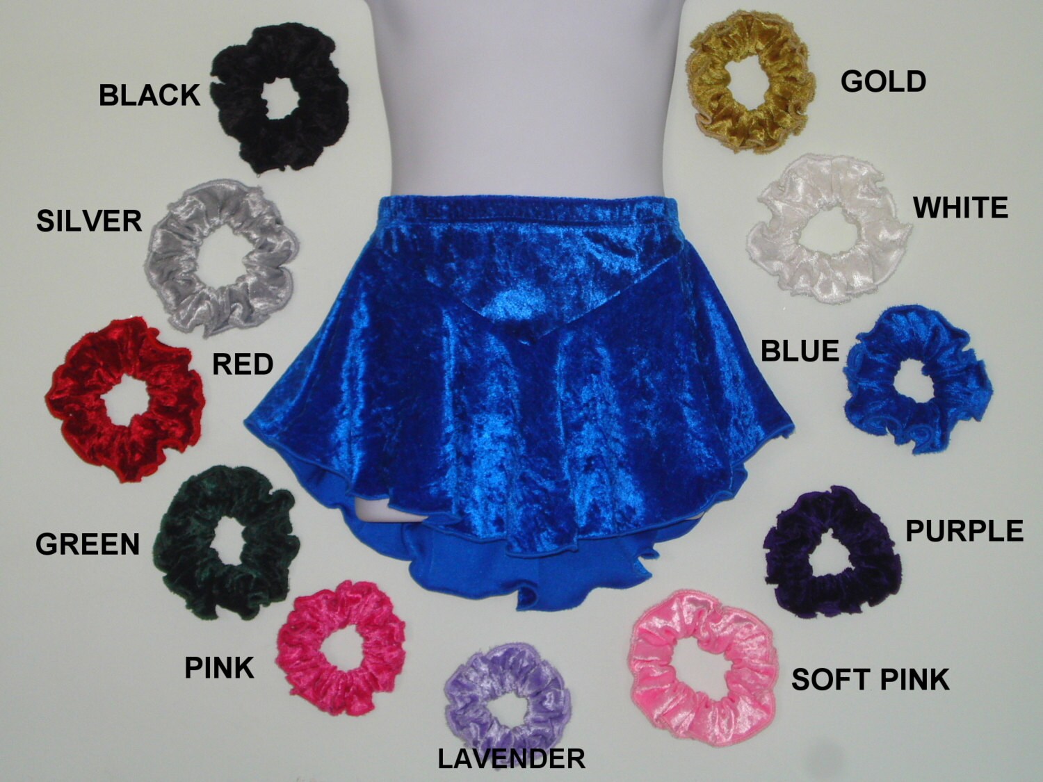 Adult Figure Skating Skirts Crushed Velvet XS S M L XL