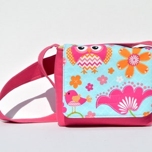 Kids Bags, Toddler Owls Purse, Small Crossbody Bag, Toddler Messenger Bag, Preschool Bag, Little Girls Purse, Pink Owls Bag