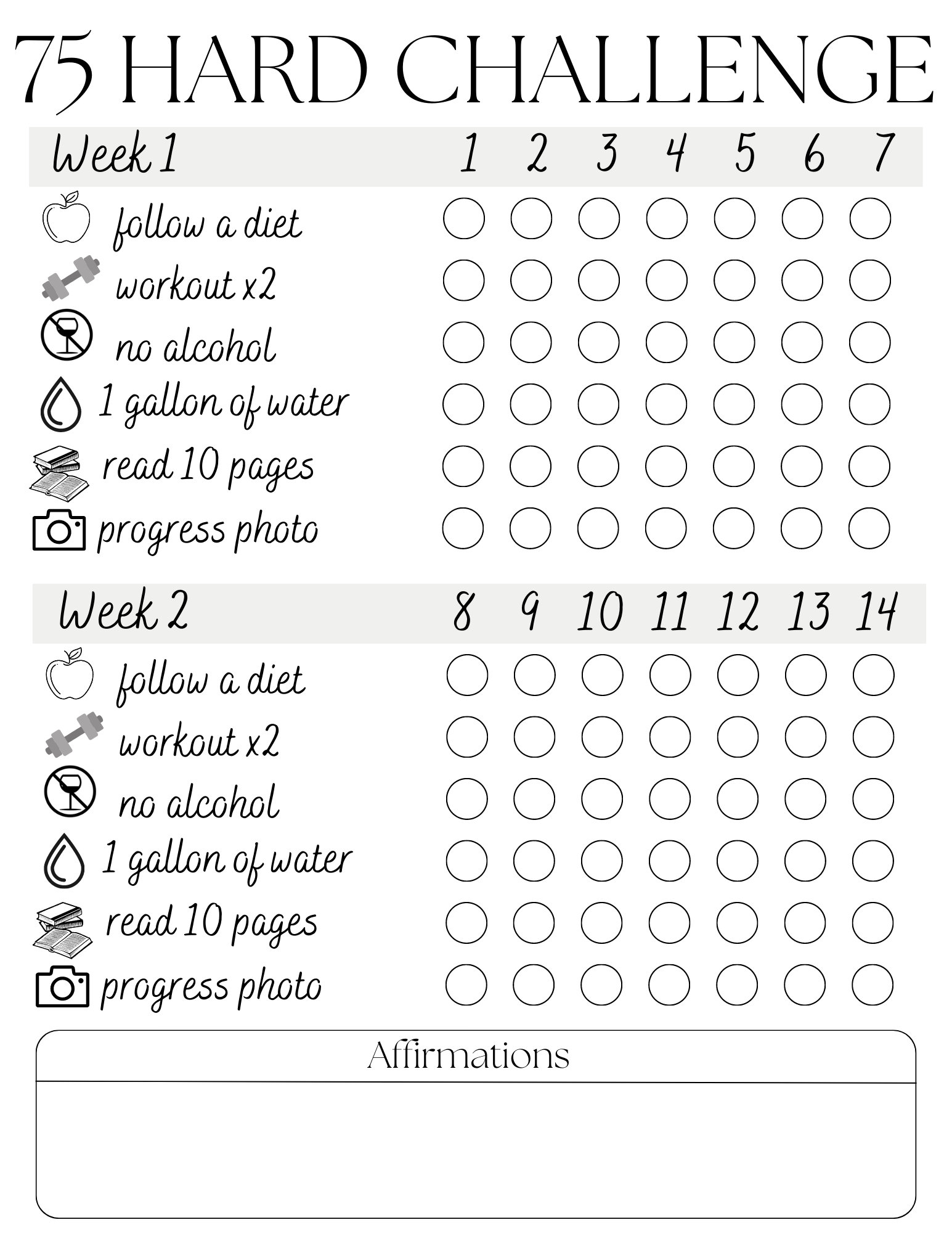 75day Hard Challenge Checklist Goal Setting 75 Hard Exercise Routine 75day Hard Challenge Checklist Goal Setting 75 Hard Exercise Routine