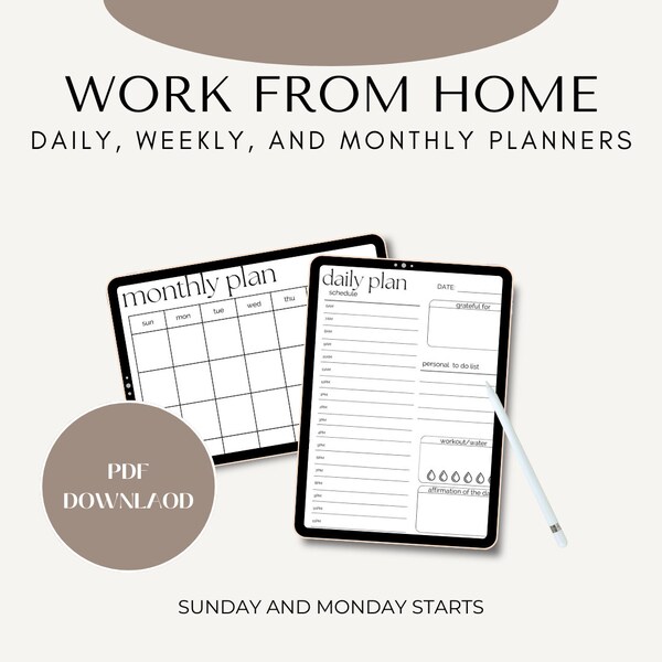 Ultimate Work-From-Home Planner - Daily, Weekly, Monthly Organizer for Productivity and Goal Achievement, Organizational Tool, Desk Calender